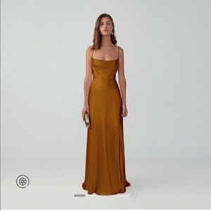 Fame and Partners / Free People Rosabel Strappy Draped Gown in Rust sz 0